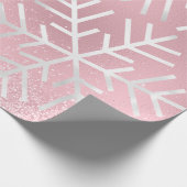 Papier Cadeau Snowflakes Noël Holiday Pink Spark Parties scintil (Coin)