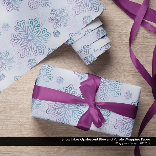 Papier Cadeau Snowflakes Opalescent Blue et violet