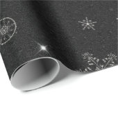 Papier Cadeau Snowflakes Parties scintillant Black Christmas Chi (Coin rond)