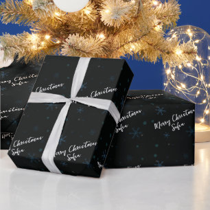 Papier Cadeau Snowflakes personnalisés Joyeux Noël Nom