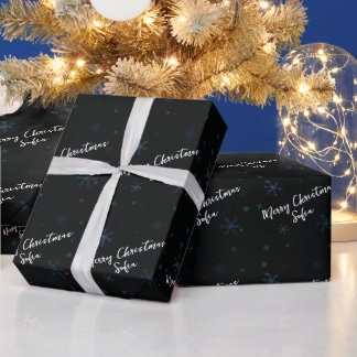 Papier Cadeau Snowflakes personnalisés Joyeux Noël Nom