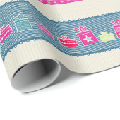 Papier Cadeau Snowflakes & Presents Enveloppement Papier (Coin rond)