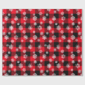 Papier Cadeau Snowflakes Red Buffalo Plaid (Plat)