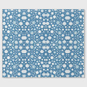 Papier Cadeau Snowflakes répétant le motif blanc bleu (Plat)