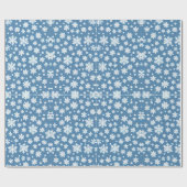 Papier Cadeau Snowflakes répétant le motif blanc bleu (Plat)