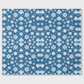 Papier Cadeau Snowflakes répétant le motif blanc bleu (Plat)
