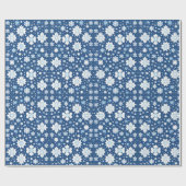 Papier Cadeau Snowflakes répétant le motif blanc bleu (Plat)
