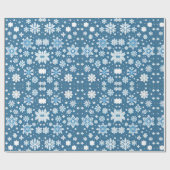 Papier Cadeau Snowflakes répétant le motif blanc bleu (Plat)