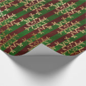 Papier Cadeau Snowflakes rouge vert rayé victorien (Coin)