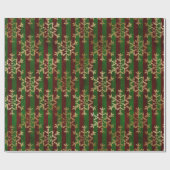 Papier Cadeau Snowflakes rouge vert rayé victorien (Plat)
