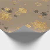 Papier Cadeau Snowflakes rustique Kraft (Coin)