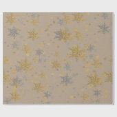 Papier Cadeau Snowflakes rustique Kraft en argent et en or (Plat)