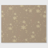 Papier Cadeau Snowflakes Rustique Kraft Gold (Plat)