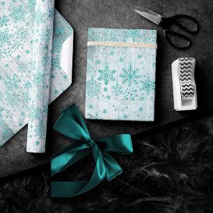 Papier Cadeau Snowflakes rustiques Bordure verte de Monnaie Tu