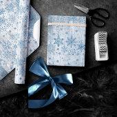 Papier Cadeau Snowflakes rustiques | Dusty Blue Scandinavian Woo