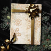 Papier Cadeau Snowflakes rustiques | Grunge d'or Plaques en bois