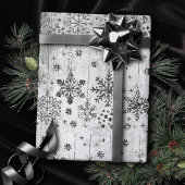 Papier Cadeau Snowflakes rustiques | Motif en bois de diamant ar