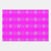 Papier Cadeau Snowflakes sur Bleu, Violet & Pink Feuille Set de  (Devant 3)