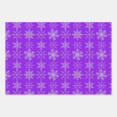 Papier Cadeau Snowflakes sur Bleu, Violet & Pink Feuille Set de  (Devant 2)