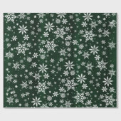 Papier Cadeau Snowflakes - Tissu de Burlap Vert foncé (Plat)