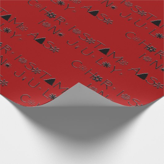 Papier Cadeau Snowflakes Typographie Noël en juillet Rouge (Coin)