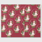 Papier Cadeau Snowglobe Snowman Noël (Plat)