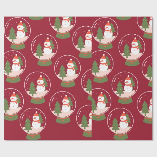 Papier Cadeau Snowglobe Snowman Noël (Plat)