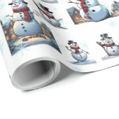 Papier Cadeau Snowman (Coin rond)