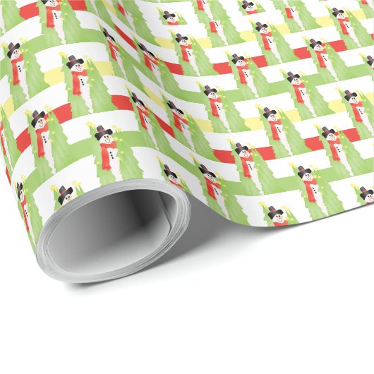 Papier Cadeau Snowman (Coin rond)