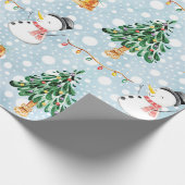 Papier Cadeau Snowman Avec Fir Tree En Aquarelle Motif (Coin)