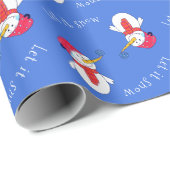 Papier Cadeau Snowman avec flocon de neige Laissez-le neiger (Coin rond)