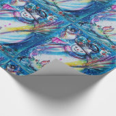 PAPIER CADEAU SNOWMAN AVEC OWL HIVER VACANCES SALUTAIRES (Coin)