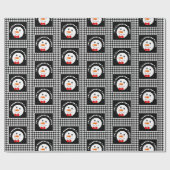 Papier Cadeau Snowman avec Red Bowtie Black Buffalo Plaid Trier (Plat)