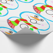 Papier Cadeau Snowman avec Red et Green Scarf Noël (Coin)