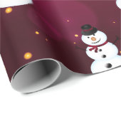 Papier Cadeau Snowman Avec Rouge Casquette (Coin rond)