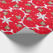 Papier Cadeau Snowman avec sapin de Noël et cadeaux (Coin)