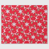 Papier Cadeau Snowman avec sapin de Noël et cadeaux (Plat)