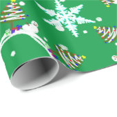 Papier Cadeau Snowman avec sapin de Noël et le Papier d'envelopp (Coin rond)