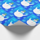Papier Cadeau Snowman Blue Snowflakes Hiver Cadeaux Papier (Coin)