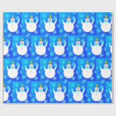 Papier Cadeau Snowman Blue Snowflakes Hiver Cadeaux Papier (Plat)