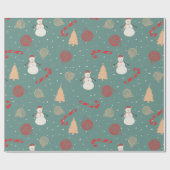 Papier Cadeau Snowman & Christmas Icons Pattern- Playful Holiday (Plat)