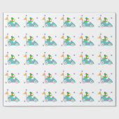 Papier Cadeau Snowman Conduit Sa Voiture De Course (Plat)