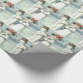 Papier Cadeau Snowman Couple hiver terrain de neige (Coin)