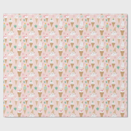 Papier Cadeau Snowman Crème glacée cônes Noël Motif (Plat)