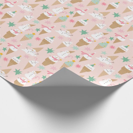 Papier Cadeau Snowman Crème glacée cônes Noël Motif (Coin)