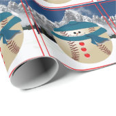Papier Cadeau snowman de baseball (Coin rond)