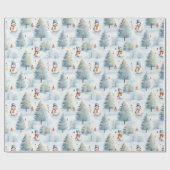 Papier Cadeau Snowman et arbres de Noël (Plat)