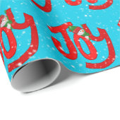 Papier Cadeau Snowman et la joie dans les flocons de neige (Coin rond)