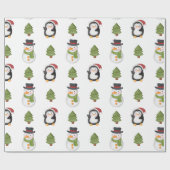 Papier Cadeau Snowman et Penguin de Noël (Plat)