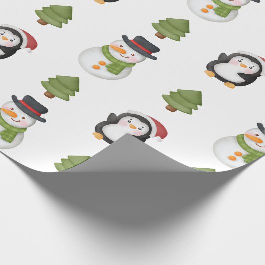 Papier Cadeau Snowman et Penguin de Noël (Coin)